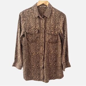 Soft Surroundings Animal Print Button Down Shirt